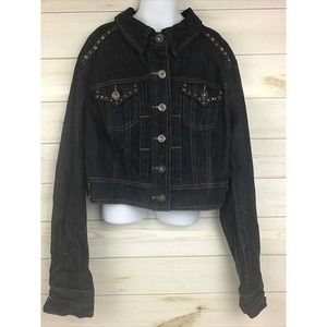 Candies Girl’s Embellished Crop Blue Jean Denim Jacket, Youth Girls Sz. L